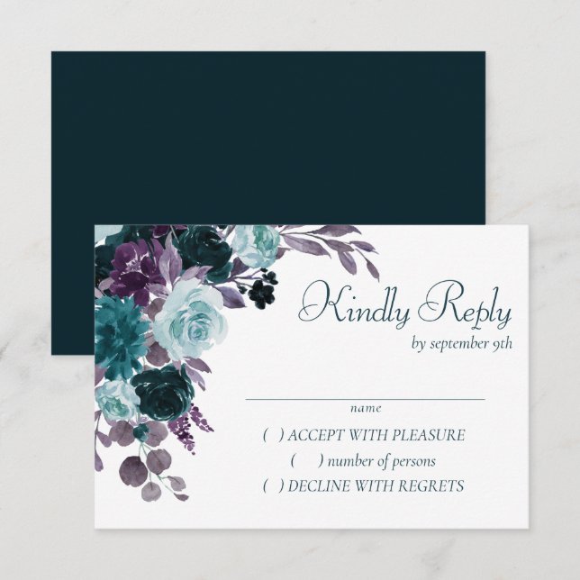 Cartons Réponse Moody Boho | Turquoise Turquoise Dark Floral Maria (Devant / Derrière)
