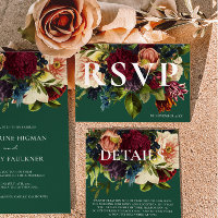 Moody Bourgogne Emerald Winter Floral Mariage