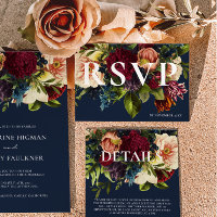 Moody Burgundy Navy Blue Winter Floral Mariage