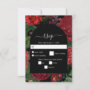 Cartons Réponse Moody Florals Arc Noir Bourgogne Rouge Mariage