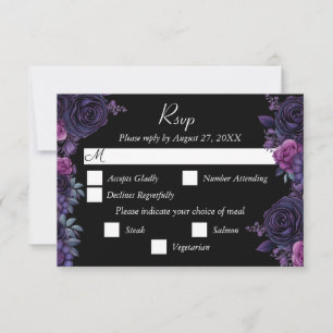 Cartons Réponse Moody foncé violet florales gothiques Mariage Cart