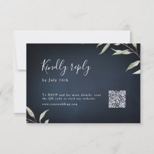 Cartons Réponse Moody marine minima verdure mariage QR code