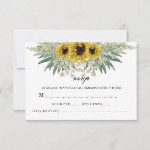 Cartons Réponse Motif aquarelle de tournesol romantique