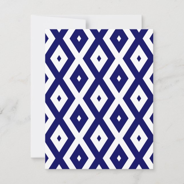 Cartons Réponse Motif de diamants bleu et blanc de la marine (Devant)
