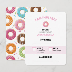 Cartons Réponse Motif de Donuts Colorés Rétro pour une Fête Amusan
