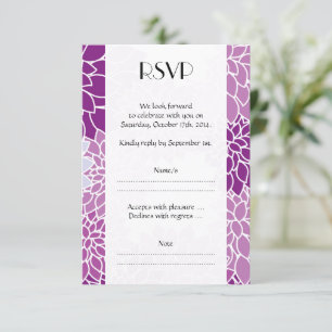 Cartons Réponse Motif De Fleurs, Dahlia Violet, Mariage