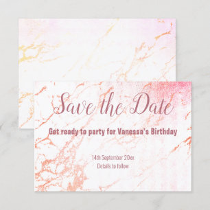 CARTONS RÉPONSE MOTIF MARBRE OR ROSE ENREGISTRER LA DATE
