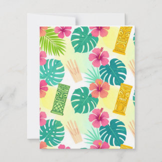 Cartons Réponse Motif Tiki Hawaïen Tropical pour Mariage Fêtes