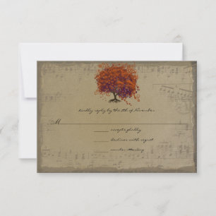 Cartons Réponse Musical Gold Dark Orange Plum Heart Leaf Tree