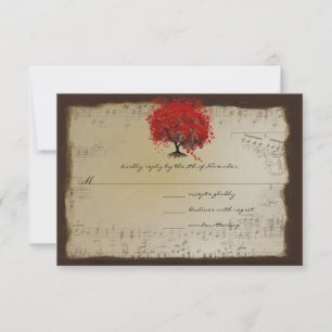 Cartons Réponse Musical Gold Orange Plum Heart Leaf Mariages