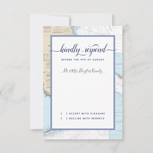 Cartons Réponse #Nautical #Mariage Sud #Florida avec nom de l'invi (Devant)