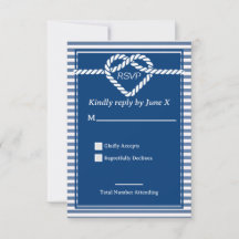 Nautical Navy Blue Tying Knot Stripes Mariage
