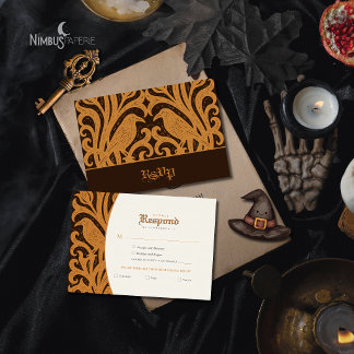 Cartons Réponse Nevermore Damask | Halloween gothique marron foncé