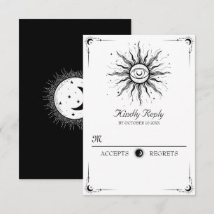 Cartons Réponse Noir blanc Lune soleil céleste tarot