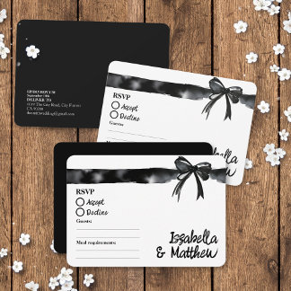 Cartons Réponse Noir et Blanc Bow minimaliste mariage tendance RSV