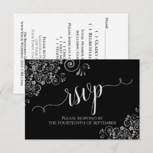 Cartons Réponse Noir et blanc Élégante calligraphie Mariage de fri