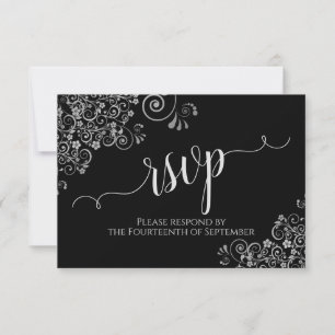 Cartons Réponse Noir et blanc Élégante calligraphie Mariage de fri
