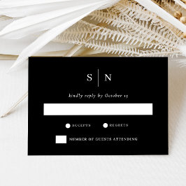 Cartons Réponse Noir minimal et chic | MARIAGE
