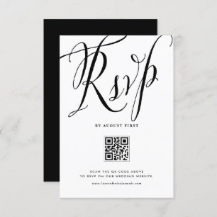 Cartons Réponse Noir Rustique Calligraphie QR Code Mariage