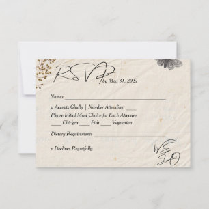 Cartons Réponse NOUS FAISONS Shabby Chic Mariage Fleurs Pressées