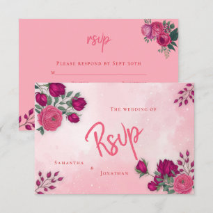 Cartons Réponse Nuances de Rose Magenta Mariage Moderne
