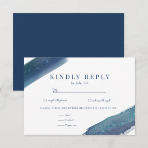 Cartons Réponse Océan aquarelle   Mariage bleu marine