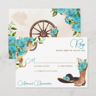 Cartons Réponse Océan Turquoise Bleu Charro Ouest Quinceanera