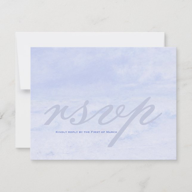 Cartons Réponse Ocean Wave : Mariage bleu pâle personnalisable RSV (Devant)