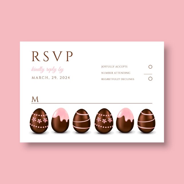 Cartons Réponse Oeufs roses mignons Fête de Pâques (Cute Pink Eggs Easter Party RSVP Card)