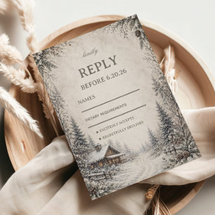 Cartons Réponse Œuvre d'art rustique de forêt enneigée
