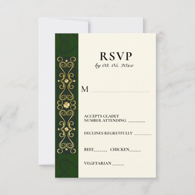 Cartons Réponse Oeuvre d'or irlandaise Elegant Mariage vert Abstra (Devant)