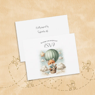 Cartons Réponse Oh Boy Fox Aventure en Montgolfière Baby Shower