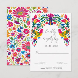 Cartons Réponse Oiseaux mexicains Otomi Vibrant Floral Fiesta Mari