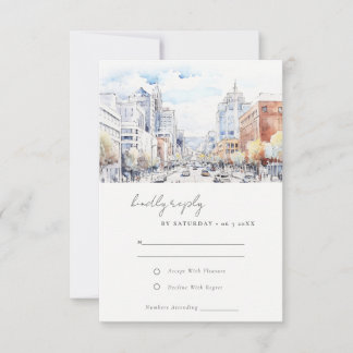 Cartons Réponse Omaha Nebraska Watercolor Landscape Wedding