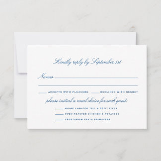 Cartons Réponse Options de repas de basse rayée Mariage élégant