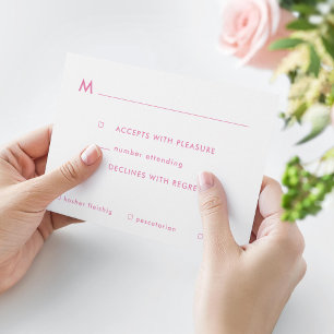 Cartons Réponse Options de repas simple en rose ombre Bat mitzvah 