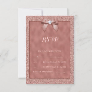 Cartons Réponse Or Rose & Paillettes Élégantes