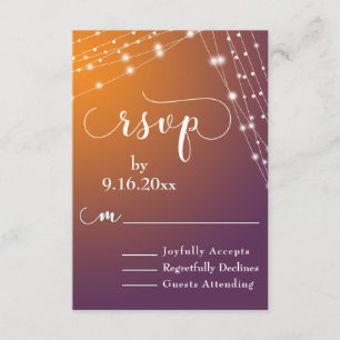 Cartons Réponse Orange Plum Ombre & Lumineuses Chaînes Mariage RSV