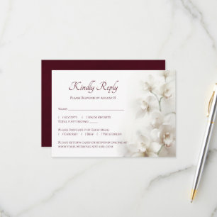 Cartons Réponse Orchidées Blanches Rêveuses Mariage Simple