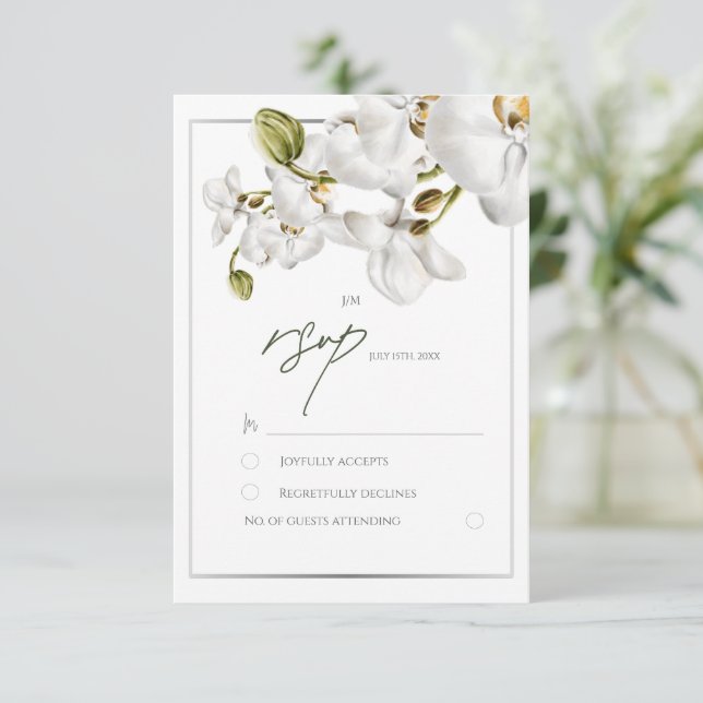 Cartons Réponse Orchids Frame Elegant Tropical Wedding (Debout devant)