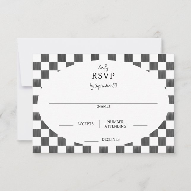 Cartons Réponse Painted Black Checkerboard Pattern Wedding (Devant)