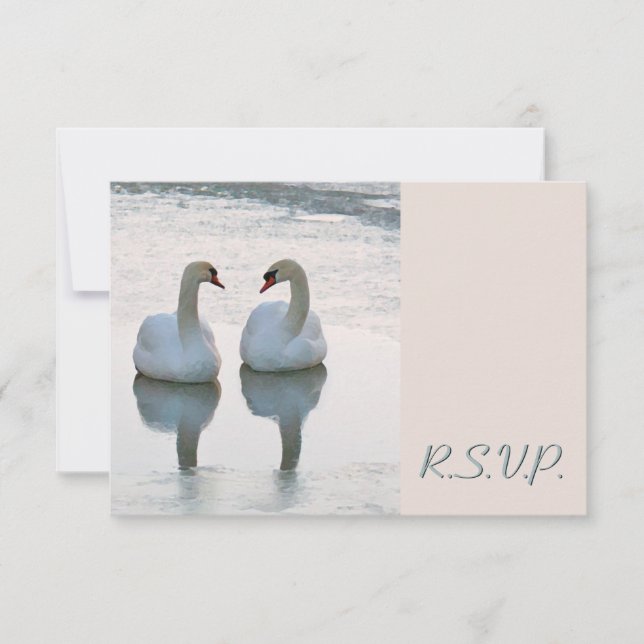 Cartons Réponse Paire de cygnes de Lovebird regardant le mariage R (Devant)