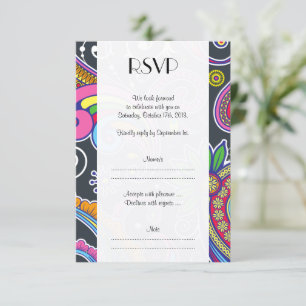 Cartons Réponse Paisley colorée, Paisley Motif, Mariage