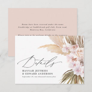 Cartons Réponse Palm feuille pampas herbe rose naturel mariage