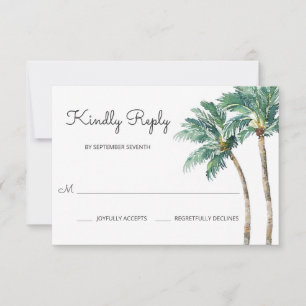 Cartons Réponse Palmes tropicales   Mariage aquarelle