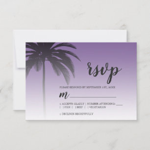 Cartons Réponse Palmier tropical Mariage plage violet