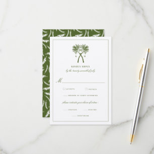 Cartons Réponse Palmiers noués Destination Tropicale Mariage