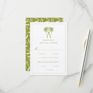 Cartons Réponse Palmiers noués Destination Tropicale Mariage