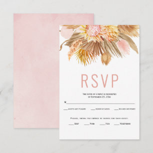 Cartons Réponse Palmiers séchés, pampas gazon doux mariage rose RS