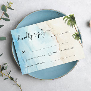 Cartons Réponse Palmiers tropicaux Boho Beach Destination Mariage